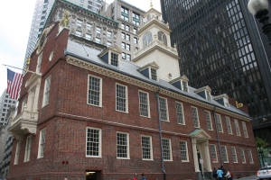 Old State House corner in historic downtown Boston
